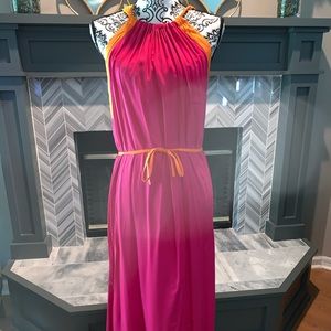 Hot pink and orange summer dress